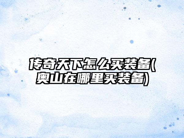 传奇天下怎么买装备(奥山在哪里买装备)