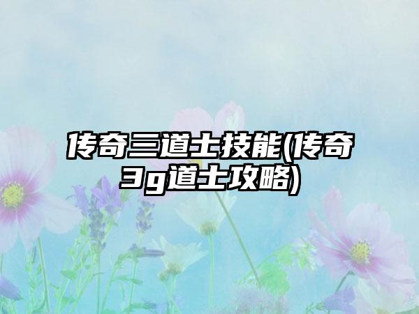 传奇三道士技能(传奇3g道士攻略)