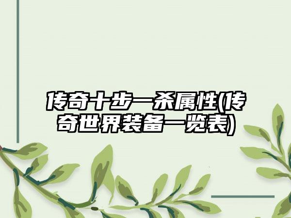 传奇十步一杀属性(传奇世界装备一览表)