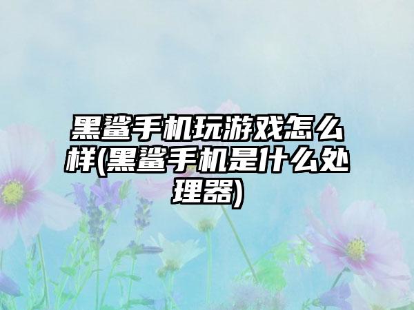 黑鲨手机玩游戏怎么样(黑鲨手机是什么处理器)
