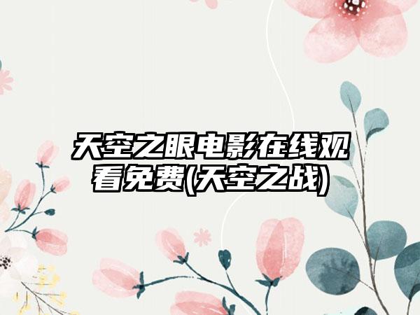 天空之眼电影在线观看免费(天空之战)