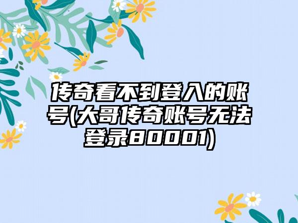 传奇看不到登入的账号(大哥传奇账号无法登录80001)
