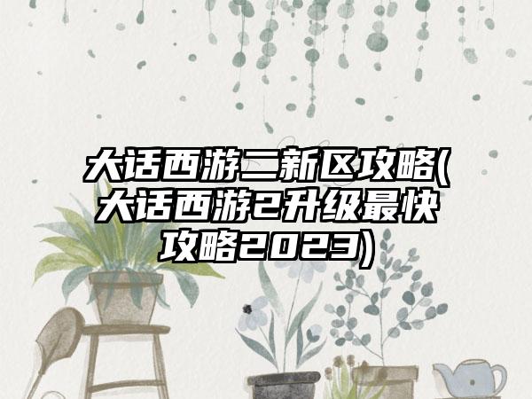 大话西游二新区攻略(大话西游2升级最快攻略2023)