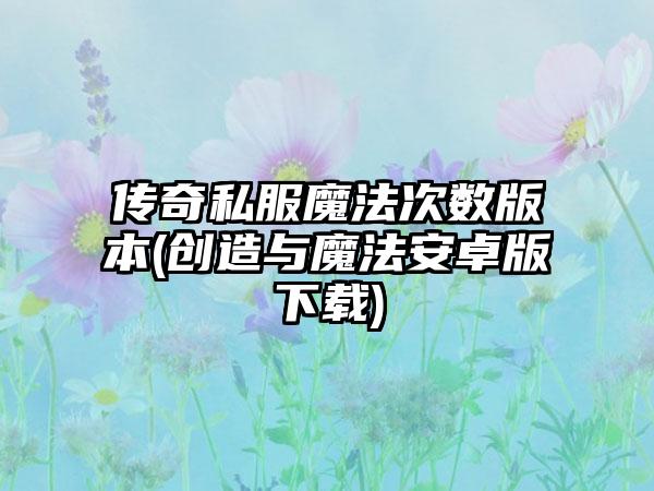 传奇私服魔法次数版本(创造与魔法安卓版下载)