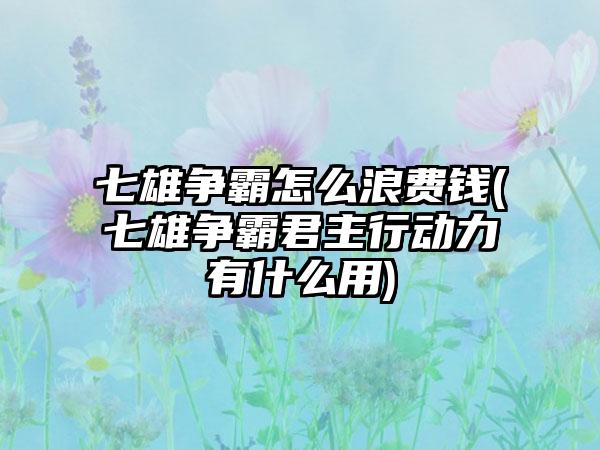 七雄争霸怎么浪费钱(七雄争霸君主行动力有什么用)