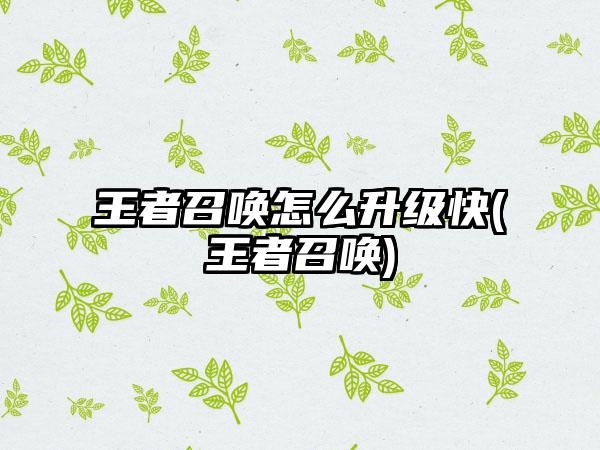 王者召唤怎么升级快(王者召唤)