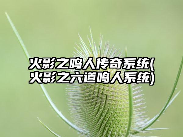 火影之鸣人传奇系统(火影之六道鸣人系统)