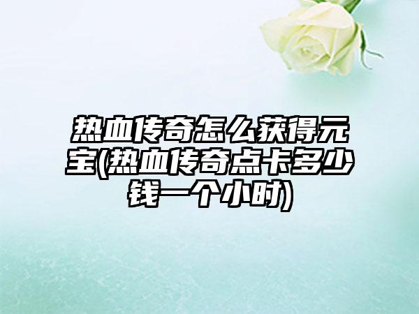 热血传奇怎么获得元宝(热血传奇点卡多少钱一个小时)
