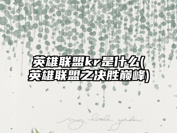 英雄联盟kr是什么(英雄联盟之决胜巅峰)