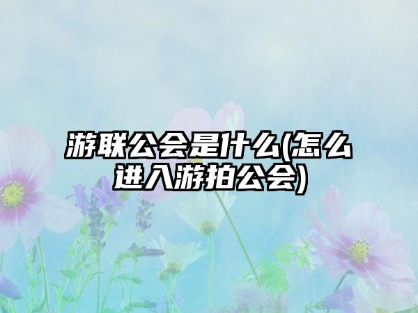 游联公会是什么(怎么进入游拍公会)
