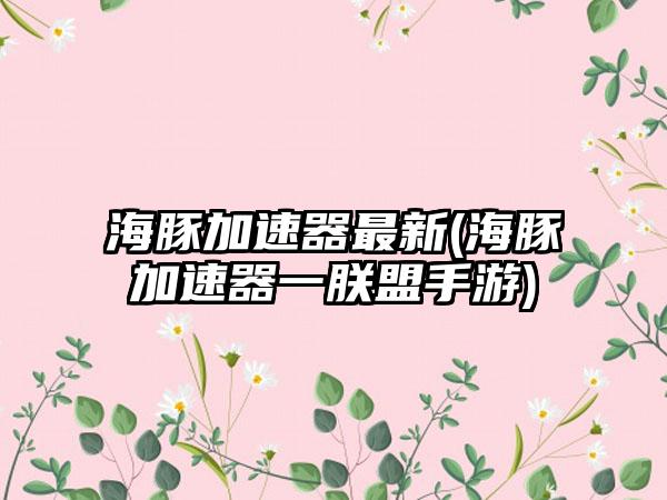 海豚加速器最新(海豚加速器一朕盟手游)