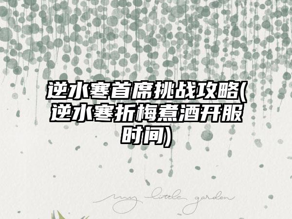 逆水寒首席挑战攻略(逆水寒折梅煮酒开服时间)