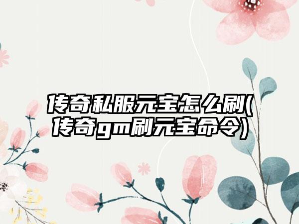 传奇私服元宝怎么刷(传奇gm刷元宝命令)