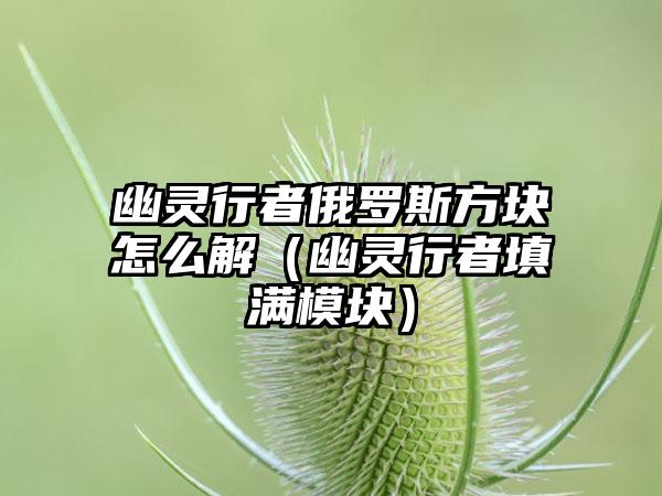 幽灵行者俄罗斯方块怎么解（幽灵行者填满模块）