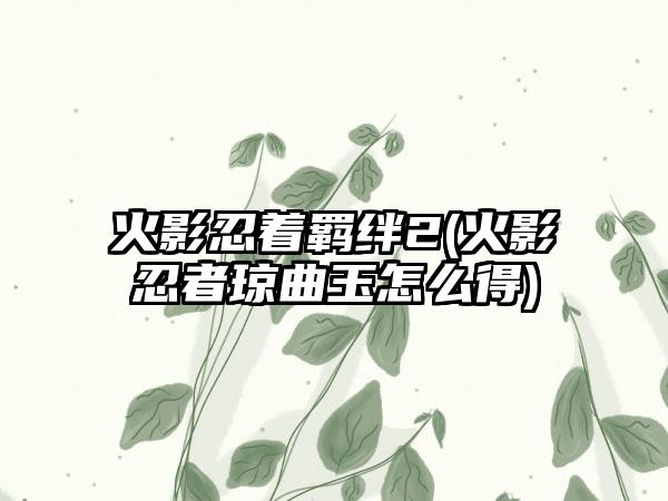 火影忍着羁绊2(火影忍者琼曲玉怎么得)
