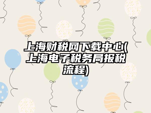 上海财税网下载中心(上海电子税务局报税流程)