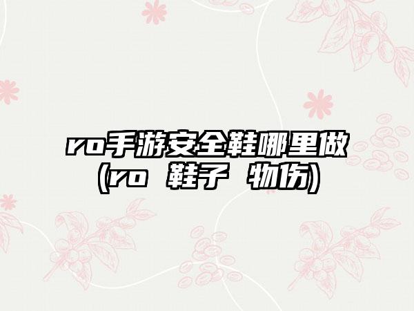 ro手游安全鞋哪里做(ro 鞋子 物伤)