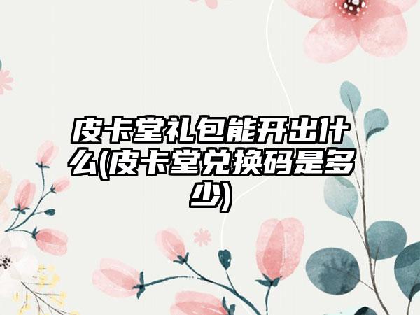 皮卡堂礼包能开出什么(皮卡堂兑换码是多少)