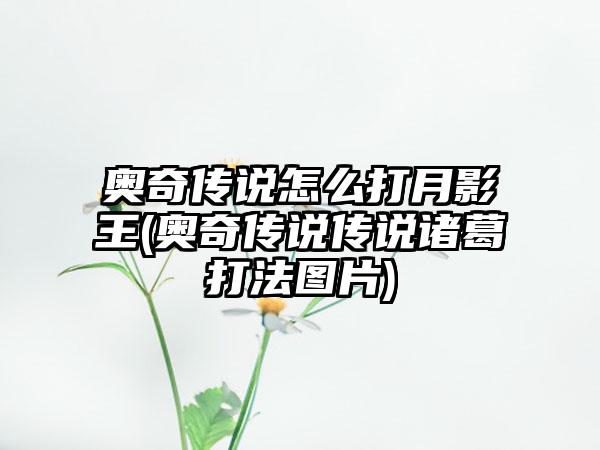 奥奇传说怎么打月影王(奥奇传说传说诸葛打法图片)