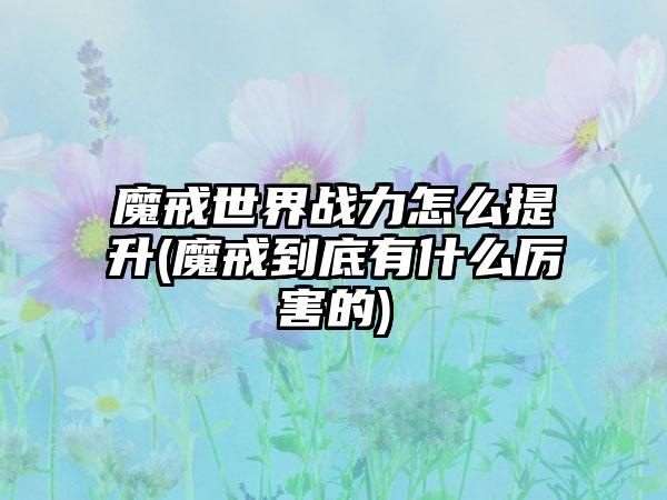魔戒世界战力怎么提升(魔戒到底有什么厉害的)