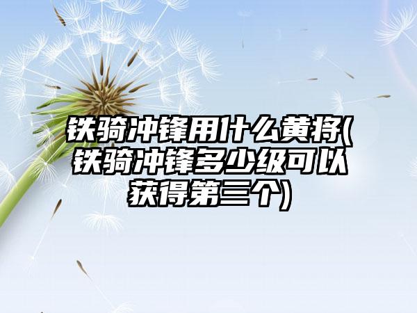 铁骑冲锋用什么黄将(铁骑冲锋多少级可以获得第三个)