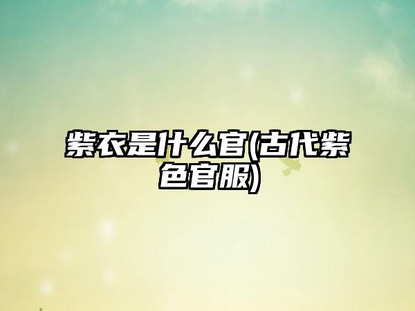 紫衣是什么官(古代紫色官服)