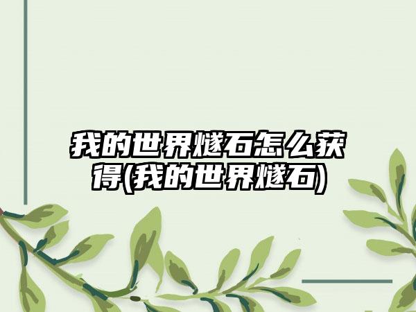 我的世界燧石怎么获得(我的世界燧石)
