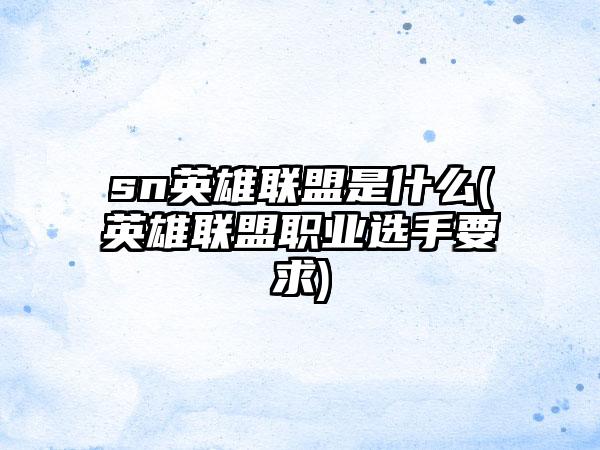 sn英雄联盟是什么(英雄联盟职业选手要求)