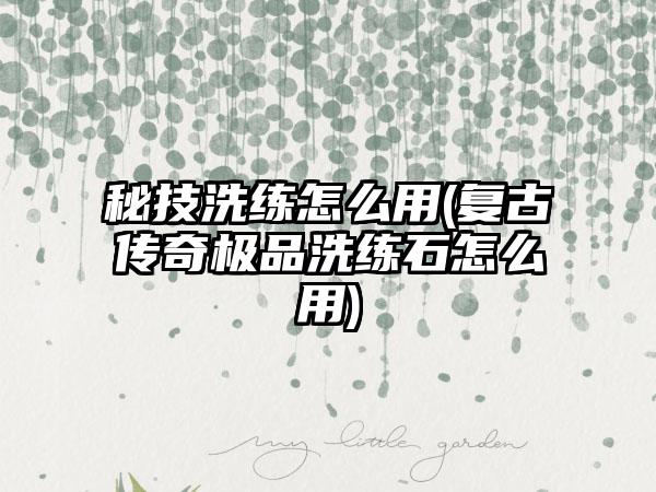 秘技洗练怎么用(复古传奇极品洗练石怎么用)