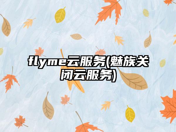 flyme云服务(魅族关闭云服务)