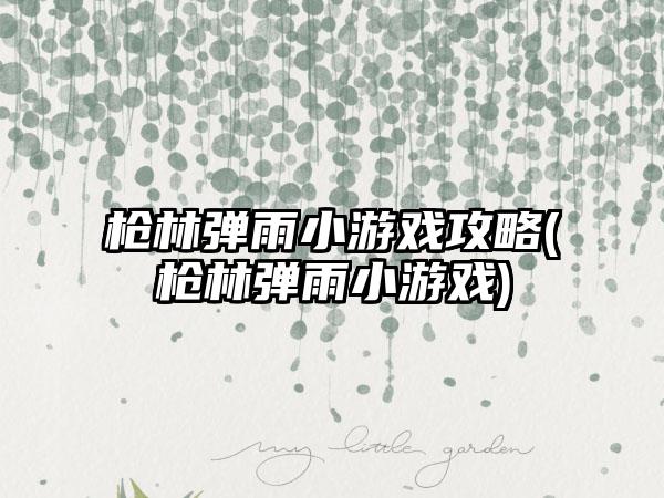 枪林弹雨小游戏攻略(枪林弹雨小游戏)