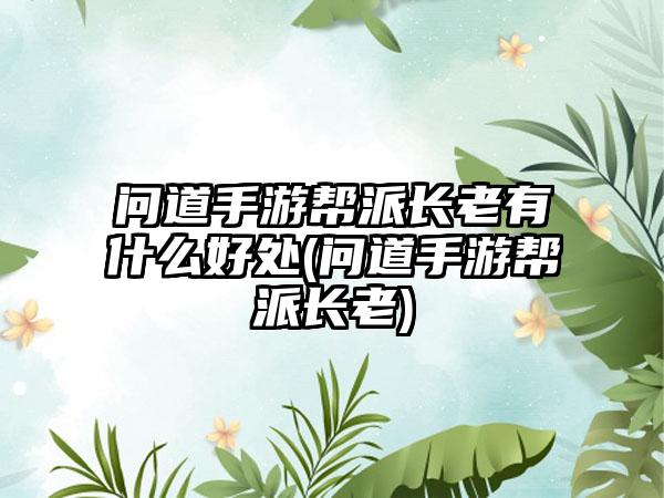 问道手游帮派长老有什么好处(问道手游帮派长老)