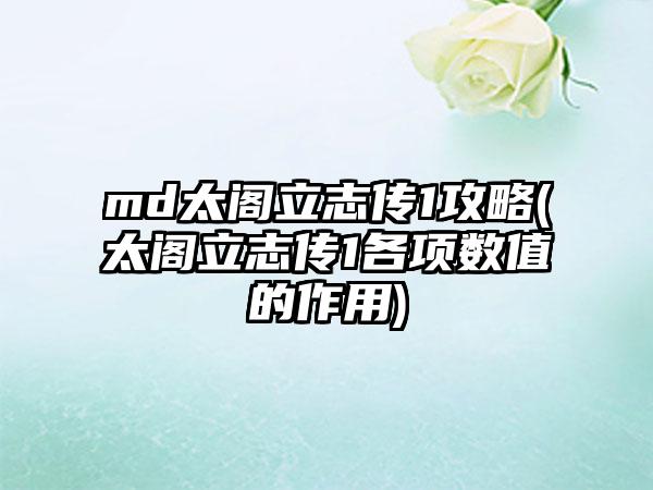 md太阁立志传1攻略(太阁立志传1各项数值的作用)