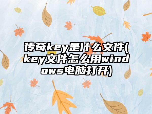 传奇key是什么文件(key文件怎么用windows电脑打开)