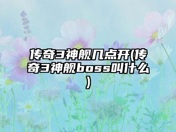 传奇3神舰几点开(传奇3神舰boss叫什么)