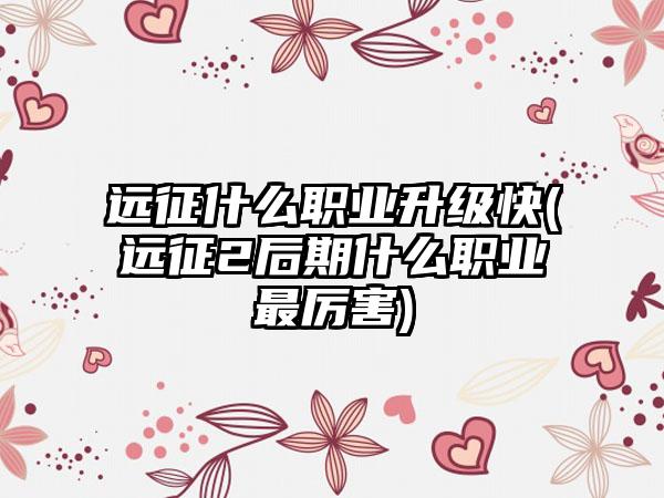 远征什么职业升级快(远征2后期什么职业最厉害)