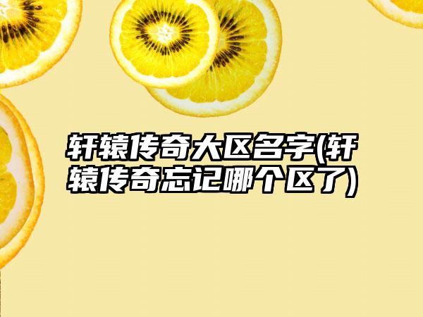 轩辕传奇大区名字(轩辕传奇忘记哪个区了)