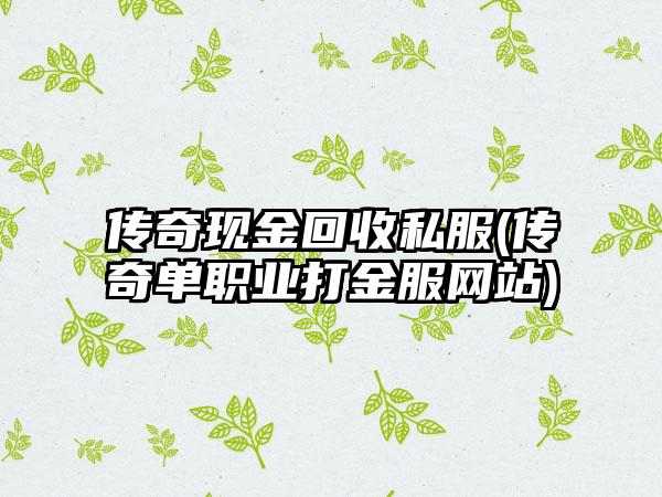 传奇现金回收私服(传奇单职业打金服网站)