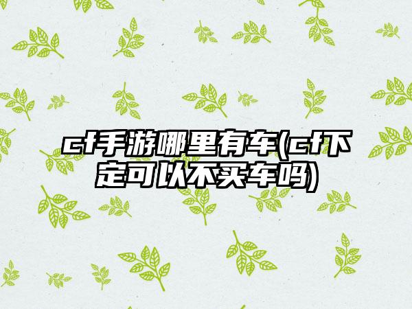 cf手游哪里有车(cf下定可以不买车吗)