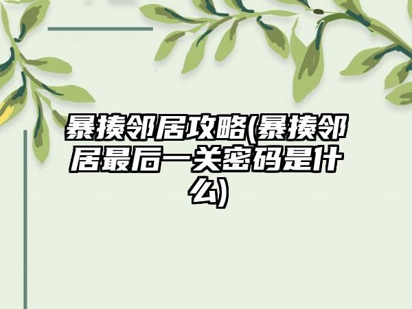 暴揍邻居攻略(暴揍邻居最后一关密码是什么)