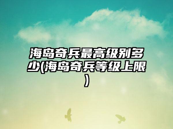 海岛奇兵最高级别多少(海岛奇兵等级上限)