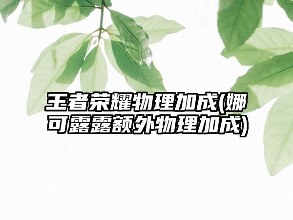 王者荣耀物理加成(娜可露露额外物理加成)