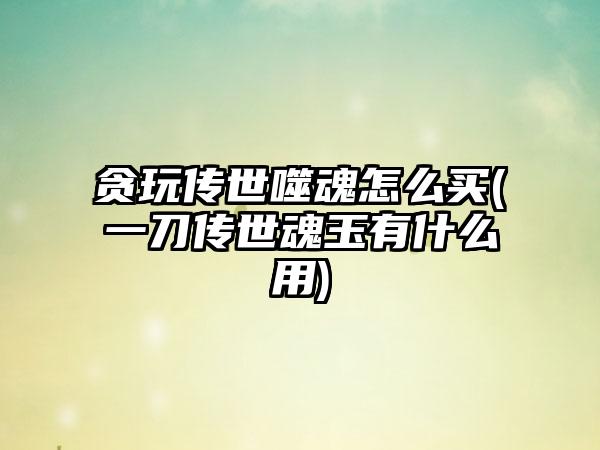 贪玩传世噬魂怎么买(一刀传世魂玉有什么用)