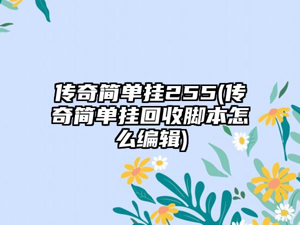 传奇简单挂255(传奇简单挂回收脚本怎么编辑)