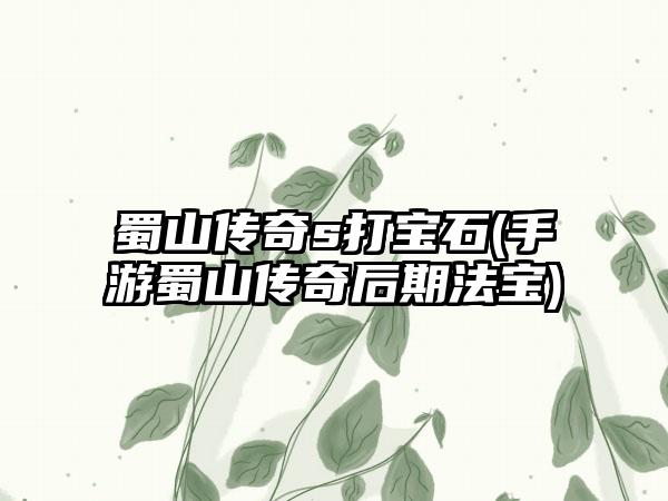 蜀山传奇s打宝石(手游蜀山传奇后期法宝)