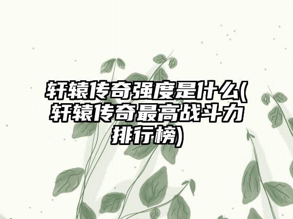 轩辕传奇强度是什么(轩辕传奇最高战斗力排行榜)