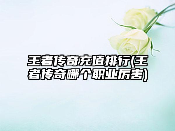 王者传奇充值排行(王者传奇哪个职业厉害)