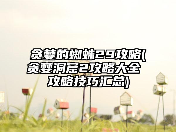贪婪的蜘蛛29攻略(贪婪洞窟2攻略大全 攻略技巧汇总)