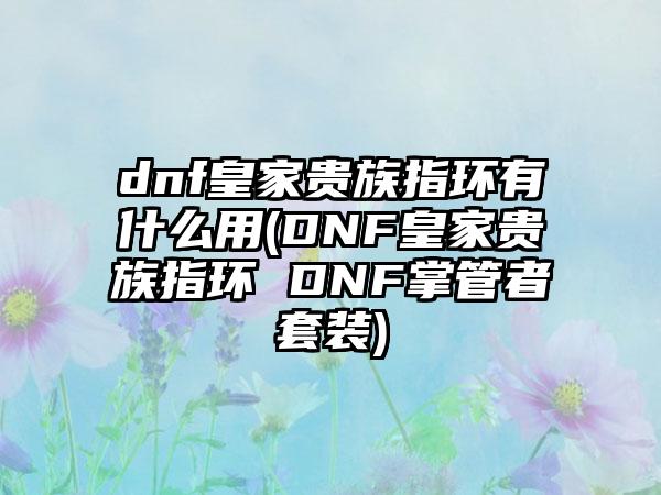 dnf皇家贵族指环有什么用(DNF皇家贵族指环 DNF掌管者套装)