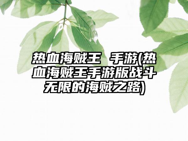 热血海贼王 手游(热血海贼王手游版战斗无限的海贼之路)